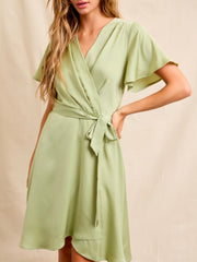 Ingrid Woven Sage Dress