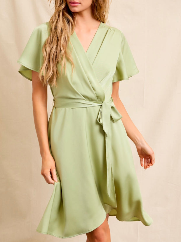 Ingrid Woven Sage Dress