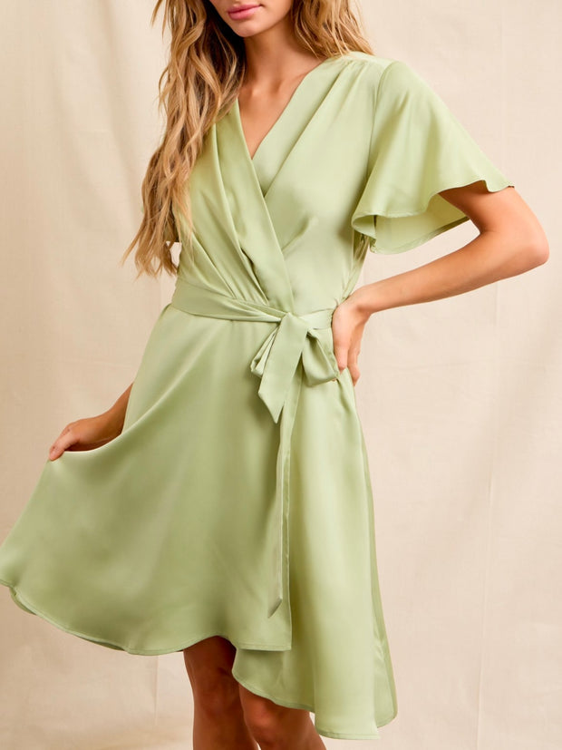 Ingrid Woven Sage Dress