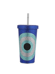 Rhinestone Studded Evil Eye Bling Tumbler