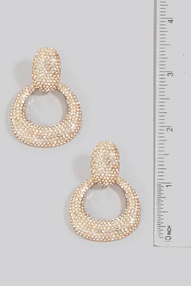 Gold Pave Hoop Door Knocker Earrings