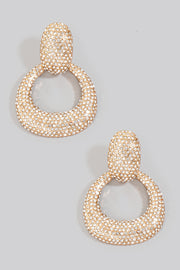 Gold Pave Hoop Door Knocker Earrings