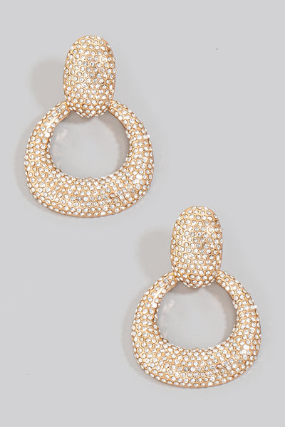 Gold Pave Hoop Door Knocker Earrings