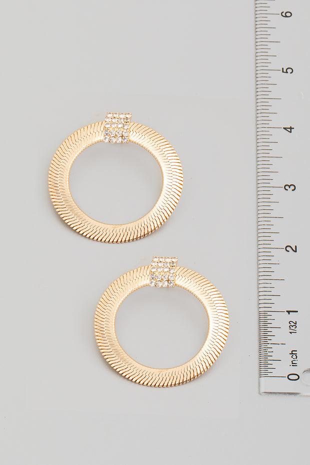 Flat Solid Snake Chain Hoop Drop Earrings