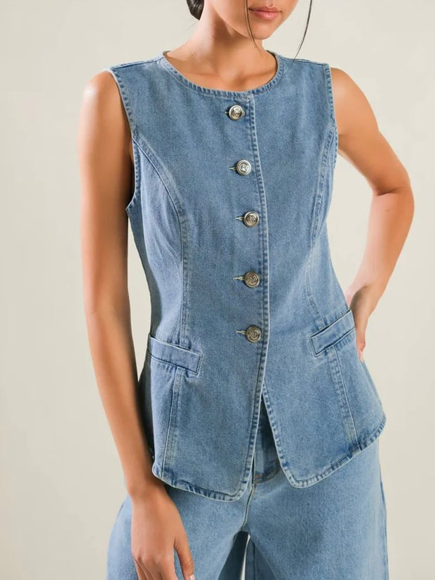 Dalia Blue Denim Jacket & Pant Set