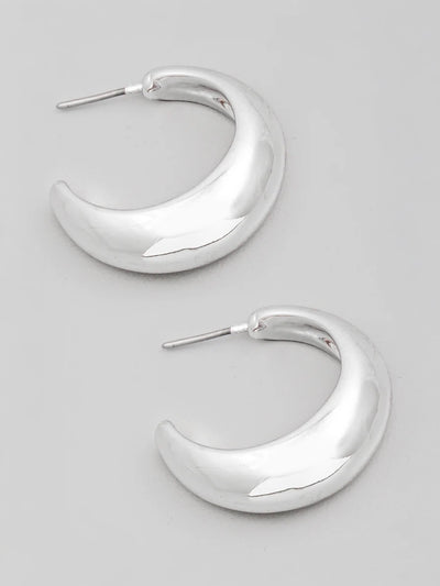 Silver Circle Metallic Hoop Earrings