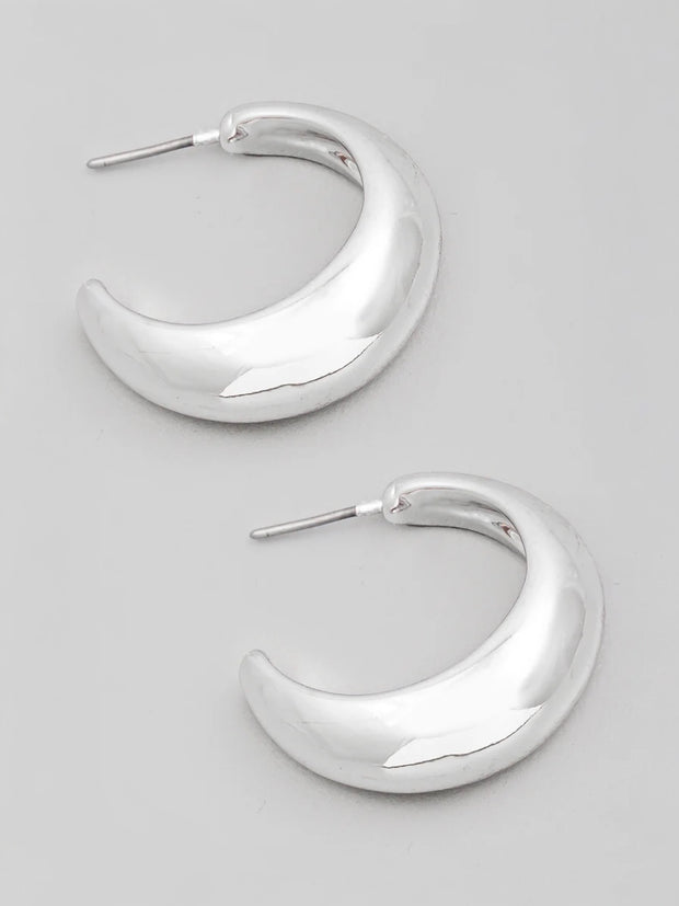 Silver Circle Metallic Hoop Earrings