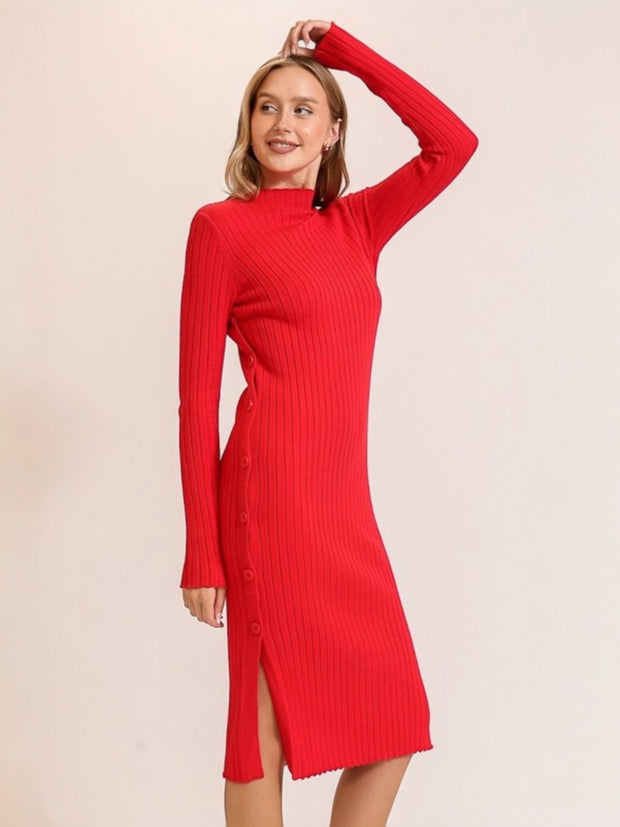 Kamile Knit Midi Red Dress