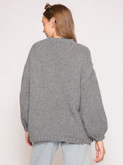 Mia Knit Bow Gray Sweater