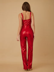 Natalia Sequins Red Jumpsuit