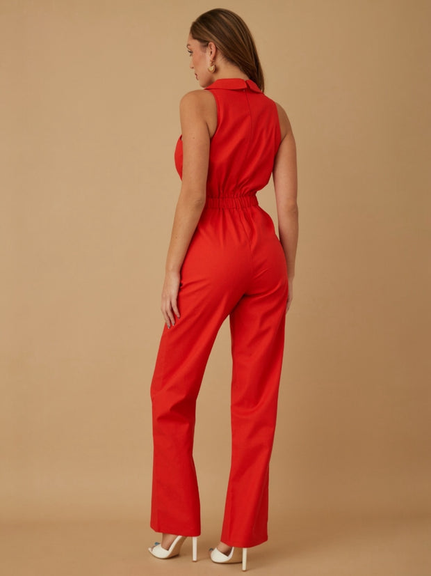 Karime Tuxedo Halter Jumpsuit