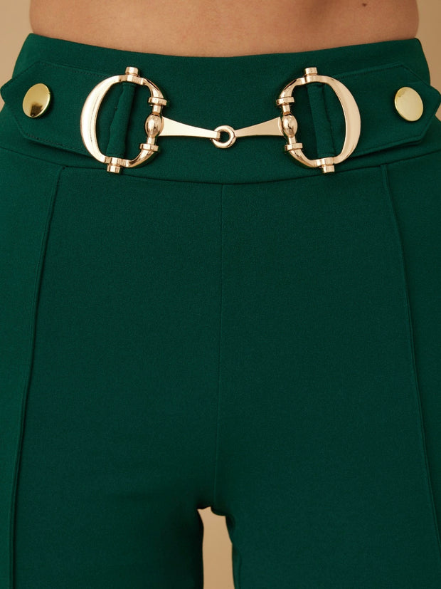 Hunter Green Gold Buckle Trim Bottoms