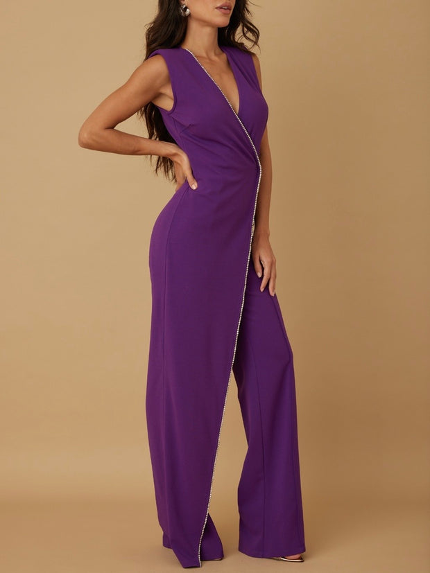 Sabrina Overlay Cape Violet Jumpsuit