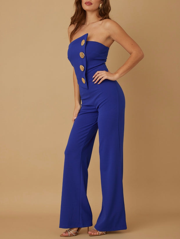 Maite Off Shoulder Royal Jumpsuit