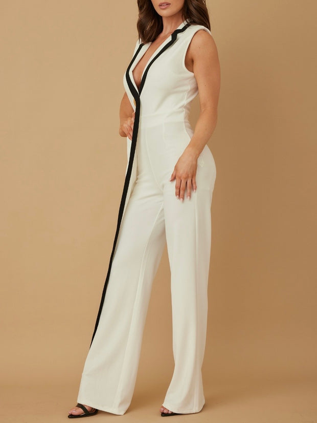 Aria Layered White Jumpsuit