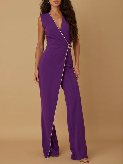 Sabrina Overlay Cape Violet Jumpsuit